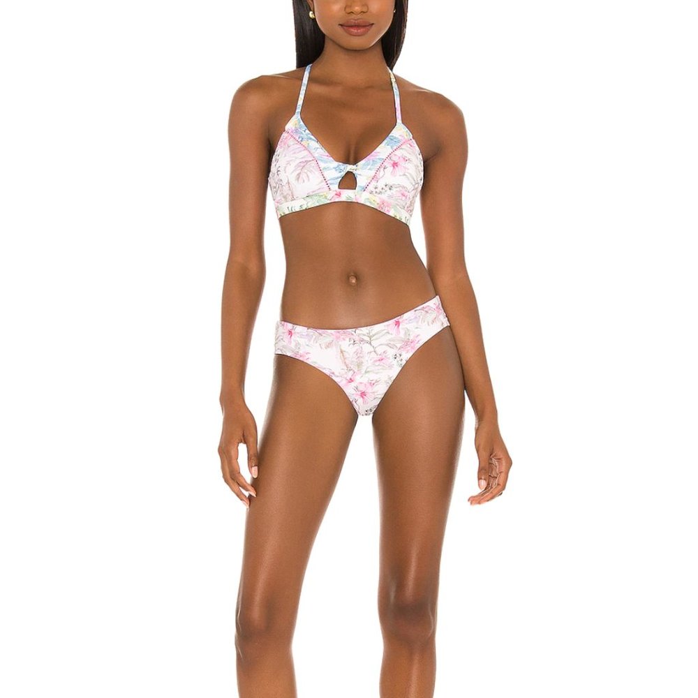 LoveShackFancy X Hurley Hawaiian Hibiscus Reversible Cheeky Hipster Swim Bottom - Picture 1 of 9